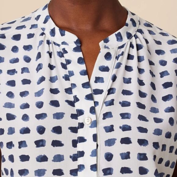 $148 NEW AMOUR VERT 1X WASHABLE SILK VNECK SHORT SLEEVE BLOUSE TUNIC TOP NWT - Picture 3 of 4